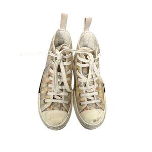 Christian Dior High-Top Sneakers Womens Size 35 Multicolor Canvas & Leather Made